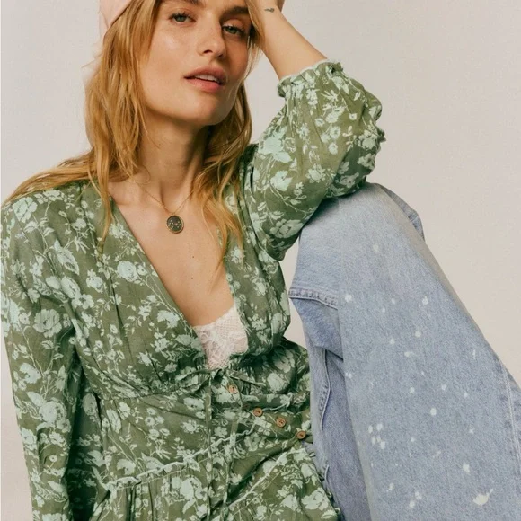 Free people Pappiet green/blue Maxi Dress - Picture 2 of 4